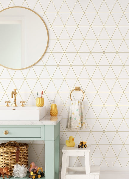 Leda Metallic Geometric Wallpaper